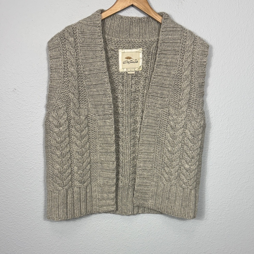 Bob Timberlake Cable Knit Open Front Vest Sweater